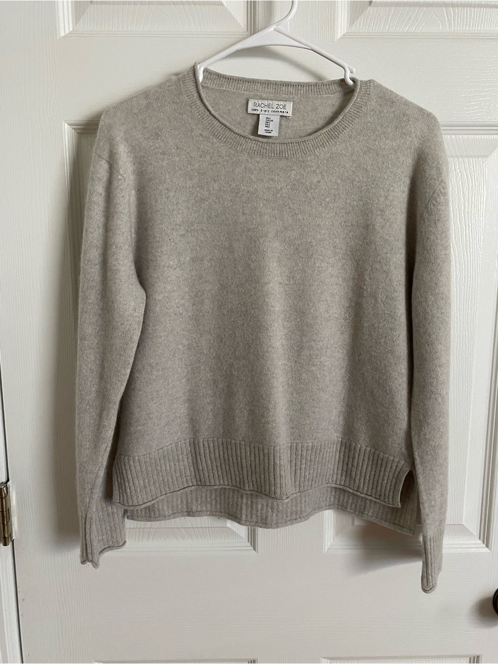 Rachel Zoe 100% 2-Ply Cashmere Crewneck Sweater - Heather Grey | Size L